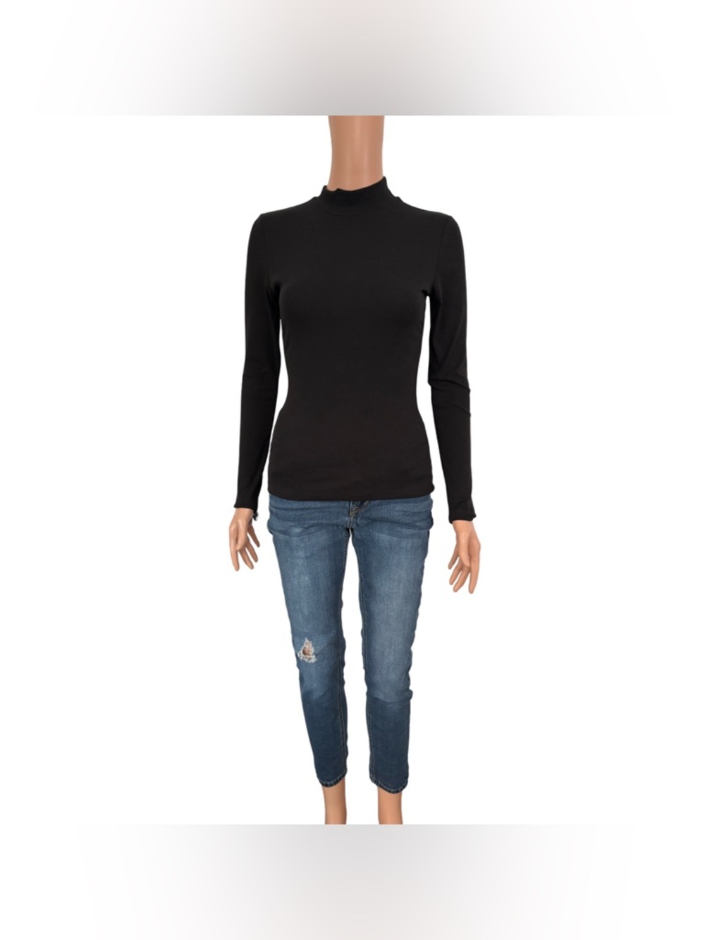 NWT MANGOPOP Mock Turtle Neck Slim Fit Long Sleeve size S - Picture 5 of 7